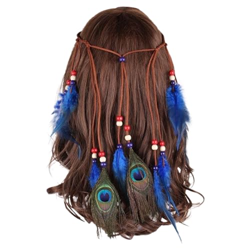 Boho Feder Stirnbänder Indische Feder Kopfbedeckungen Schwarzes Haarband Handgemachte Feder Rave Haar-Accessoires, indisches Festival, Party, Kopfbedeckung, Haarschmuck für Frauen von MNRIUOCII