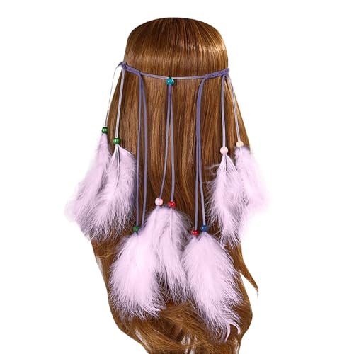 Boho Feder Stirnbänder Indische Feder Kopfbedeckungen Schwarzes Haarband Handgemachte Feder Rave Haar-Accessoires, indisches Festival, Party, Kopfbedeckung, Haarschmuck für Frauen von MNRIUOCII