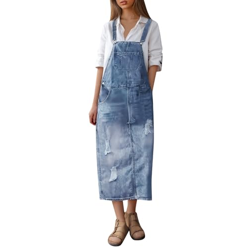 Damen-Overallkleid Sommer Jeanskleid Lang Latzkleid Verstellbare Träger Gerissen Denim Kleid Ärmelloses Jeansskirt Lässiger Loch Zerrissenes Jeanskleider Used-Look Jeans Kleider Damen-Overallkleid Sommer Jeanskleid Lang Latzkleid Verstellbare Träger Gerissen Denim Kleid Ärmelloses Jeansskirt Lässiger Loch Zerrissenes Jeanskleider Used-Look Jeans Kleider von MNRIUOCII