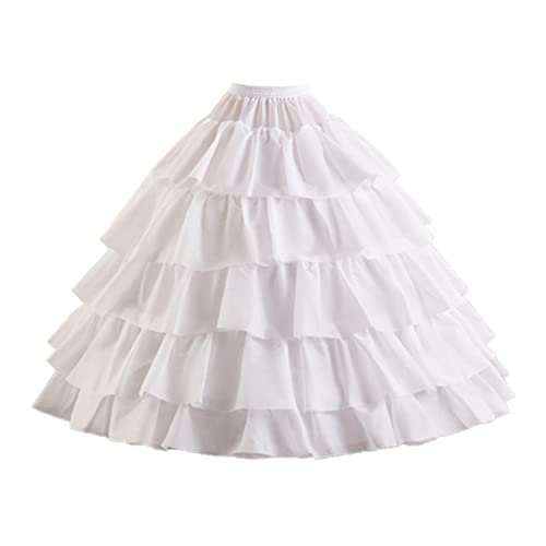 Damen Reifrock Lange Petticoat Unterrock Ballkleid Brautkleid Prinzessin Crinoline Reifen für Hochzeitskleid Farben 5-lagiger Garnrock Braut Unterstützung Frauen Kostüm Röcke Futter Liner von MNRIUOCII