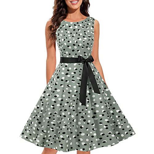 Damen Vintage Cocktailkleid 1950er Retro Cocktailkleid ärmellos Swing Partykleid Sexy Damen Sommer Kleider Party Damenkleider von MNRIUOCII