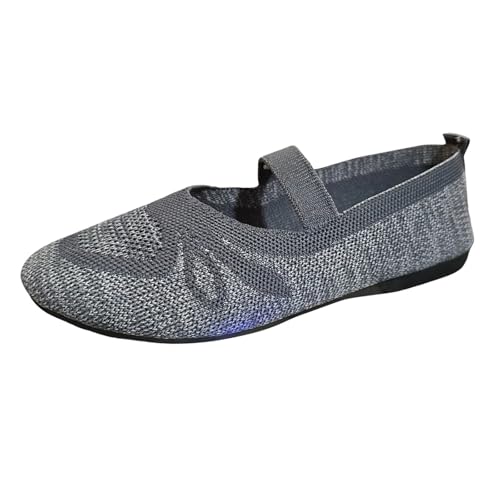 MNRIUOCII Ballerinas Damen Mittelalter Flache Balerinaschuhe Bequem Sportlich Trachtenschuhe Walking Slip on Weiche Loafer Gewebte Mesh Fußgewölbeunterstützung Freizeitschuhe Orthopädische Schuhe von MNRIUOCII