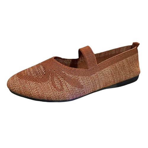 MNRIUOCII Ballerinas Damen Mittelalter Flache Balerinaschuhe Bequem Sportlich Trachtenschuhe Walking Slip on Weiche Loafer Gewebte Mesh Fußgewölbeunterstützung Freizeitschuhe Orthopädische Schuhe von MNRIUOCII