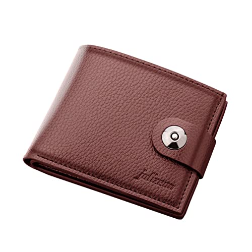 MNRIUOCII Fashion ID Short Wallet Solid Color Hasp Herren Open Purse Multiple Card Slots Clutch Bag Note 9 Handyhülle Brieftasche (Brown, One Size) von MNRIUOCII