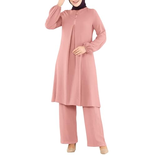 MNRIUOCII Gebetskleidung FüR Frauen Islam Set 2 Teiler Langärmeliges Top + Lang Hose Ramadan Outfit Muslimisch Zweiteilige Sets Kleidung Türkei Dubai Arabisch Abaya Anzug Gebet von MNRIUOCII