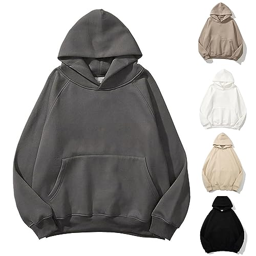 MNRIUOCII Hoodie Damen Oversize Sweatshirt mit Kapuze Vintage Hoodie Dünner Kapuzenpullover Langarm Pullover Herbst Winter Casual Einfarbig Pulli Sweatjacke Oberteile Langarmshirt Tops von MNRIUOCII