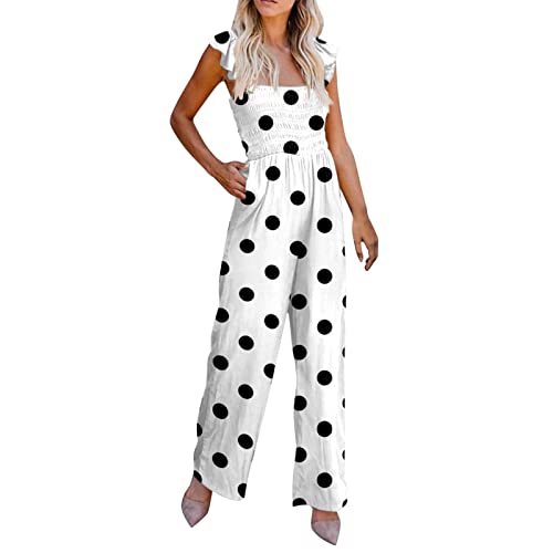 MNRIUOCII Jumpsuit Damen Sommer Strand Lang Elegant Weites Bein Overall Frauen Rückenfrei Einfarbig Festlich Party Breites Bein Hosenanzug Spaghetti Strap Rückenfrei Baggy Playsuit Spielanzug Romper von MNRIUOCII