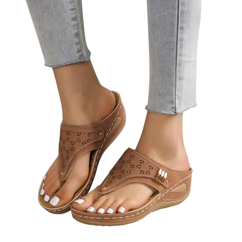 MNRIUOCII OrthopäDische Zehentrenner Sandalen Damen Sommer Flip Flops Pantoffeln Elegant Sommerschuhe Bequem Sandaletten Barfuss Schuhe Slippers Freizeit Hausschuhe Strandsandalen Sandals von MNRIUOCII