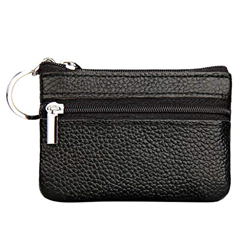 Small Small Mini-Reißverschluss Geldbörse Pouch mit Lederschlüssel Damen-Geldbörse Damen Geldbörsen Groß Schwarz (Black, One Size) von MNRIUOCII