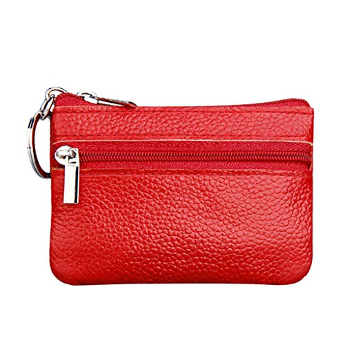 Small Small Mini-Reißverschluss Geldbörse Pouch mit Lederschlüssel Damen-Geldbörse Damen Geldbörsen Groß Schwarz (Red, One Size) von MNRIUOCII