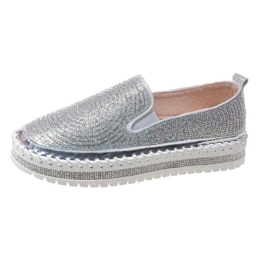 Turnschuhe Frauen Glitzer Strass Flach Schuhe Freizeit Atmungsaktiv Turnschuhe Pailletten Freizeitschuhe Slip On Sportschuhe Bequeme Walkingschuhe Outdoor Fitness Jogging Sport Shoes von MNRIUOCII