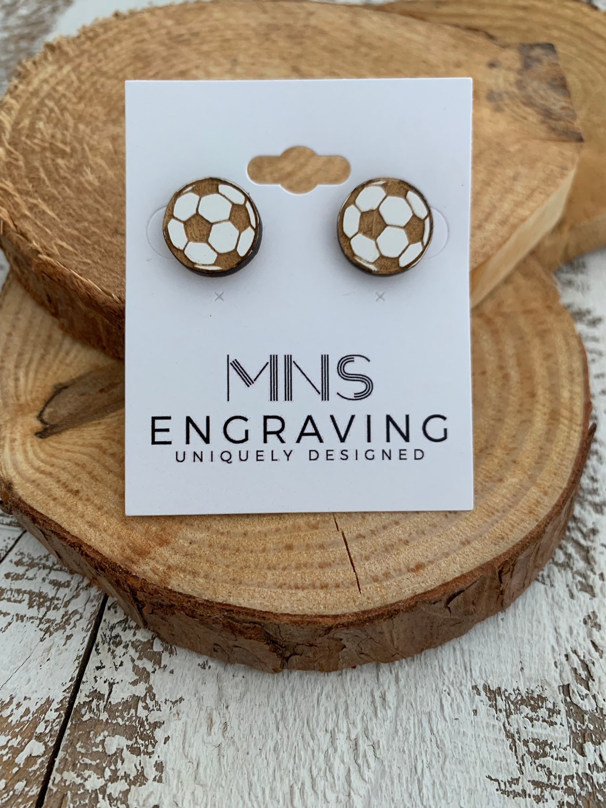 Fußball Graviert Ohrringe Fußball Graviert Ohrringe von MNSEngraving