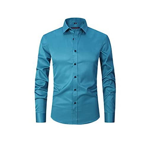 Herren-Hemden, Faltenfrei, Reguläre Passform, Stretch-Bambus, Button-Down-Hemd, Casual Business, Formelle Button-Up-Hemden (Green,4XL) von MNSFA