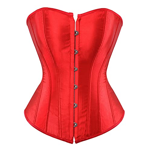 MNSFA Damen-Bustier, Korsett, sexy Ganzkörper-Taillentrainer für Frauen, Satin-Korsett, Sanduhr-Former, Korsett (Rot, S) von MNSFA