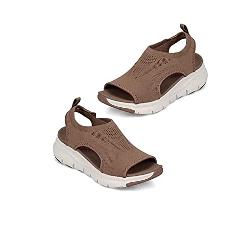 Sommer Waschbare Slingback Orthopädische Sport-Sandalen,Bequeme Sport-Sandalen Mit Dickem Boden Und Fischmaul-Sandalen (Brown,39) von MNSFA