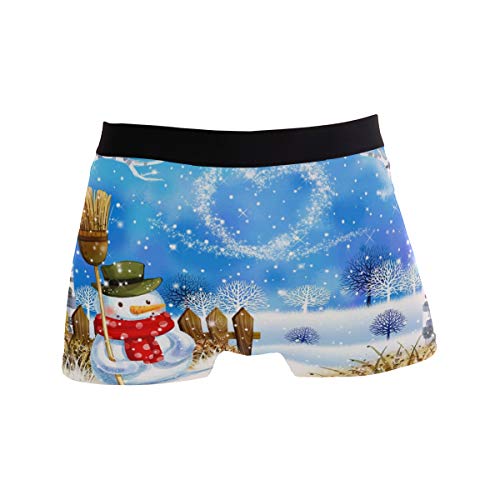 Mnsruu Herren Unterhose mit Weihnachtsmotiv Schneemann und Herzen, normale Beine, Boxershorts Gr. X-Large, multi von Mnsruu