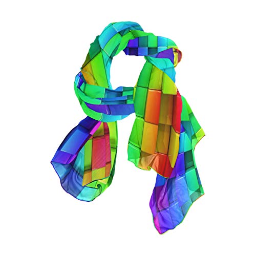 Mnsruu Schal aus Chiffonseide, lang, Regenbogenfarben Mnsruu Schal aus Chiffonseide, lang, Regenbogenfarben von Mnsruu