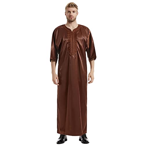 MNSWR Arabische Kleidung Herren Islamischer Königshaus-Anzug Retro-Abaya Muslimische Kleidung Männer Islamische Kleidung Anzug Herren Nahen Osten Kaftan Muslimische Hemden Muslimische Gebe von MNSWR