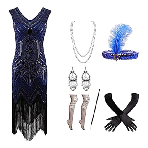 MNSWR Karneval Flapper Kleid 20er Jahre,Charleston Kleid 20er Jahre Silvester Outfit Damen Fransenkleid 20er Jahre Kleid Pailletten Damen von MNSWR