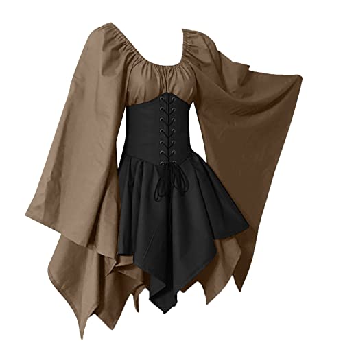 MNSWR Mittelalter Kleidung Damen Ballkleid Mittelalterliche Kleid Vintage Gothic Kleid Mittelalterlicher Kleidung Damen Mittelalter Kleidung Damen Solide Performance Kleidung Sexy Kleid in A von MNSWR