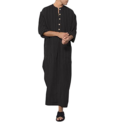 MNSWR Muslimische Kleider Herren Herrenanzüge Herren Leinenanzug Muslimischer Muslimische Kleider Herren Baumwolle Leinen Sommer Cool Lange Muslimische Robe Mit Langen Ärmeln Muslimische von MNSWR