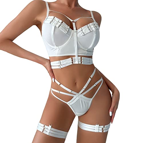 MNSWR Thong Sexy Dessous Damen Nachtwäsche Damen Set Damen Sexy Set Damen Sexy Mesh Dessous Set Strapsen Reizwäsche Frauen Dessous Set Rückenfrei von MNSWR