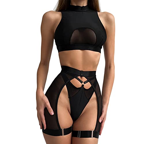 MNSWR Unterwäsche Set T-Back Thongs Netzbody Sexy Dessous Mesh Dessous Set Lingerie Bodysuit Damen Body Unterwäsche Frauen Dessous Set von MNSWR