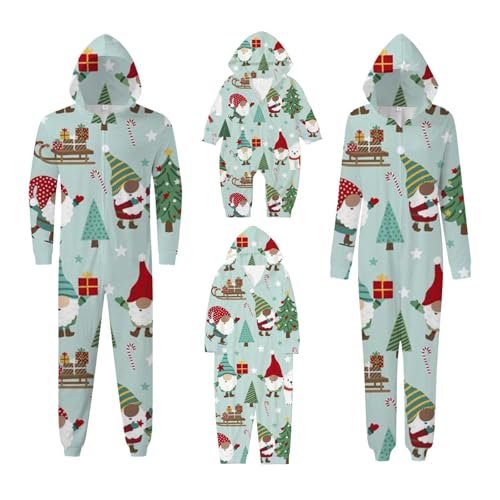 MNSWR Weihnachts Eltern Kind Kleidung Set,Kariert Pyjama Damen Familien-Weihnachtspullover Herren Pyjama Set Lang Winter Nachtwäsche Schlafanzug Damen Lang Rundhals Velour Pyjama Hose Kinder Weihnach von MNSWR
