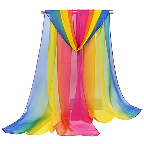 MNSYD Damen Stola Chiffon Schal Sommer Scarves Muslim Kopftuch Halstuch Hijab Für Abendkleid Braut Hochzeit Sonnenschutz Für Frauen Und Mädchen,Regenbogenfarben von MNSYD