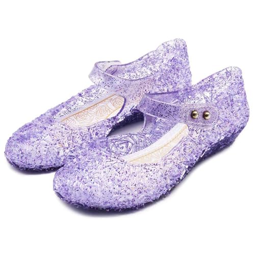 Prinzessin Mädchen Schuhe Aschenputtel Schneekönigin Dress Up Schuhe Halloween Cosplay Verkleidung für Mädchen, violett, 27 EU von MNSZCN