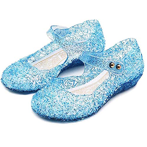 Prinzessin Mädchen Schuhe Aschenputtel Schuhe Schnee Königin Schuhe Dress Up Schuhe Halloween Cosplay Verkleidung Schuhe für Mädchen, Blau - blau - Größe: 27 EU von MNSZCN