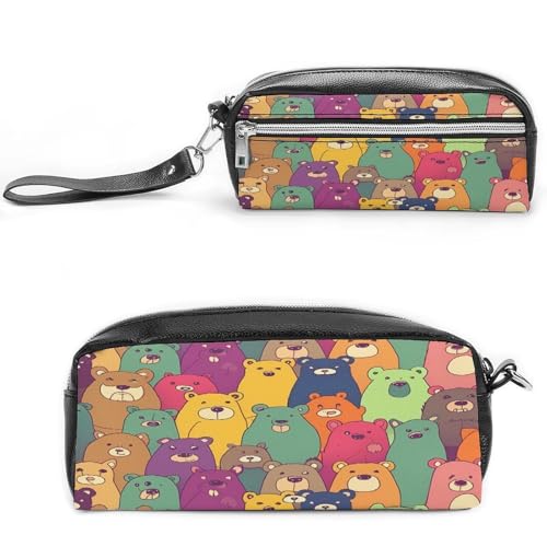 MNVTSKOP Bunte Bären-Make-up-Tasche, kleine Kosmetiktasche, Reiseetui, tragbarer Schreibwaren-Organizer für Frauen, Lehrer von MNVTSKOP