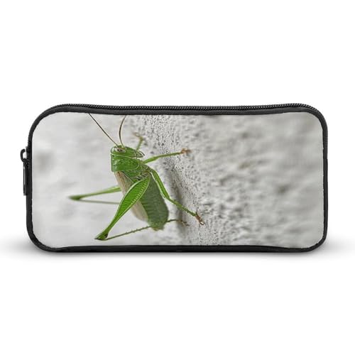 MNVTSKOP Grünes Federmäppchen mit Grasshopper-Bild, großes Fassungsvermögen, Federmäppchen, Büro-Federmäppchen für Männer und Frauen, Schreibtisch-Organizer von MNVTSKOP