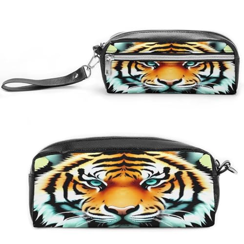 MNVTSKOP Kleine Make-up-Tasche mit kleinem Tigerkopf, Reiseetui, tragbar, Schreibwaren-Organizer für Frauen, Lehrer von MNVTSKOP