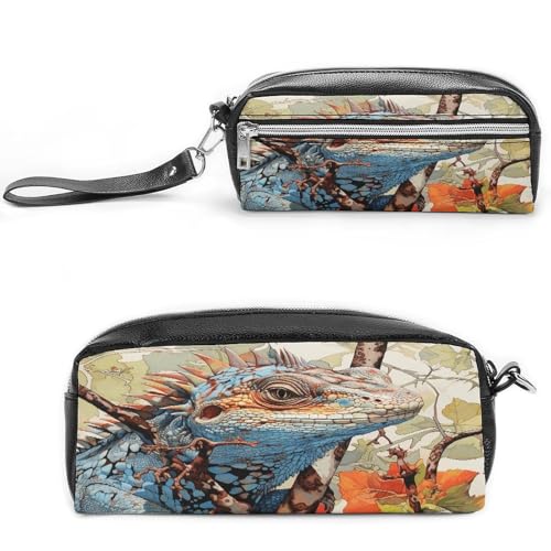 MNVTSKOP Kosmetiktasche, Motiv: Eidechse auf dem Ast, kleine Kosmetiktasche, tragbar, Schreibwaren-Organizer für Frauen, Lehrer von MNVTSKOP