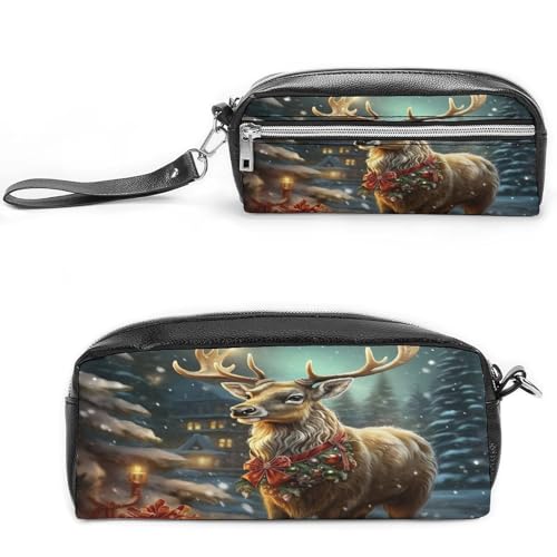 MNVTSKOP Kosmetiktasche mit Rentier-Motiv, klein, Reiseetui, tragbar, Schreibwaren-Organizer für Damen, Lehrerin MNVTSKOP Kosmetiktasche mit Rentier-Motiv, klein, Reiseetui, tragbar, Schreibwaren-Organizer für Damen, Lehrerin von MNVTSKOP