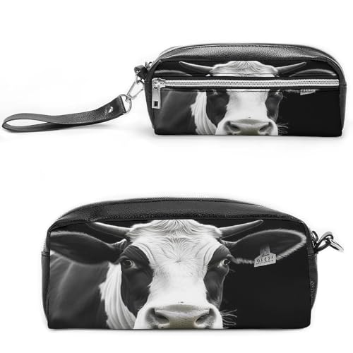 MNVTSKOP Kosmetiktasche mit lustigem Kuhkopf, kleine Kosmetiktasche, Reiseetui, tragbarer Schreibwaren-Organizer für Frauen, Lehrerin von MNVTSKOP