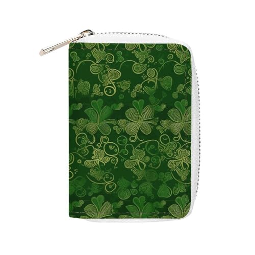 MNVTSKOP Kreditkartenetui aus weichem Leder, Kreditkartenetui, Hintergrund St. Patrick's Day, Glitzer, Visitenkartenetui mit 20 Kartenfächern, Ausweishülle, Organizer, Reißverschluss, Geldbörse für von MNVTSKOP