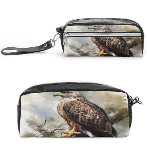 MNVTSKOP Make-up-Tasche, Motiv: Hawk sitzend im Baum, kleine Kosmetiktasche, Reiseetui, tragbarer Schreibwaren-Organizer für Frauen, Lehrer von MNVTSKOP