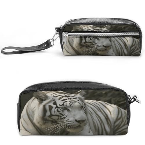 MNVTSKOP Make-up-Tasche, Motiv: Weißer Bengalischer Tiger, klein, Kosmetiktasche, Reiseetui, tragbarer Schreibwaren-Organizer für Frauen, Lehrer MNVTSKOP Make-up-Tasche, Motiv: Weißer Bengalischer Tiger, klein, Kosmetiktasche, Reiseetui, tragbarer Schreibwaren-Organizer für Frauen, Lehrer von MNVTSKOP