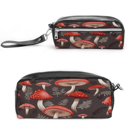 MNVTSKOP Make-up-Tasche, Motiv: rote Pilze, klein, Reiseetui, tragbar, Schreibwaren-Organizer für Frauen, Lehrer von MNVTSKOP