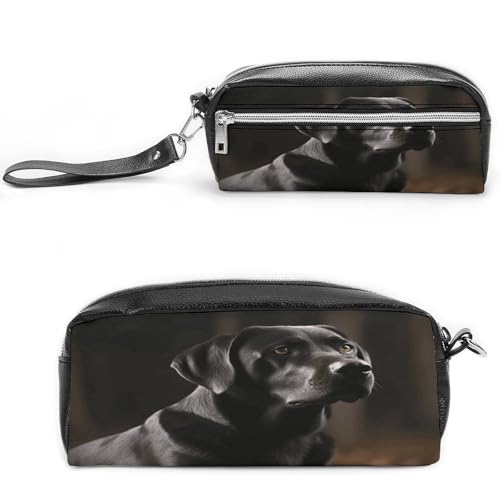 MNVTSKOP Make-up-Tasche, Motiv: schwarzer Labrador, kleine Kosmetiktasche, tragbar, Schreibwaren-Organizer für Frauen, Lehrer von MNVTSKOP