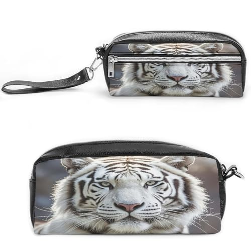 MNVTSKOP Make-up-Tasche, weißer Tiger, klein, Kosmetiktasche, Reiseetui, tragbarer Schreibwaren-Organizer für Frauen, Lehrer MNVTSKOP Make-up-Tasche, weißer Tiger, klein, Kosmetiktasche, Reiseetui, tragbarer Schreibwaren-Organizer für Frauen, Lehrer von MNVTSKOP