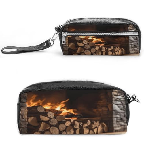 MNVTSKOP Make-up-Tasche aus Holz auf Kamin, kleine Kosmetiktasche, Reisekoffer, tragbarer Schreibwaren-Organizer für Frauen, Lehrer MNVTSKOP Make-up-Tasche aus Holz auf Kamin, kleine Kosmetiktasche, Reisekoffer, tragbarer Schreibwaren-Organizer für Frauen, Lehrer von MNVTSKOP