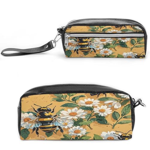 MNVTSKOP Make-up-Tasche für Frühling und Sommer, Biene, klein, Kosmetiktasche, tragbar, Schreibwaren-Organizer für Frauen, Lehrer von MNVTSKOP