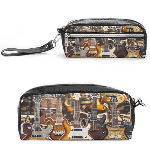MNVTSKOP Make-up-Tasche für Gitarre, Bass, Musikinstrumente, kleine Kosmetiktasche, Reiseetui, tragbarer Schreibwaren-Organizer für Frauen, Lehrer von MNVTSKOP