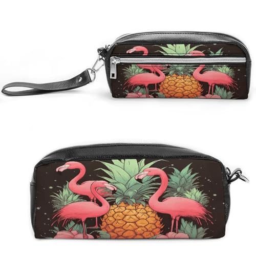 MNVTSKOP Make-up-Tasche mit Ananas-Flamingos, klein, Kosmetiktasche, tragbar, Schreibwaren-Organizer für Frauen, Lehrer von MNVTSKOP