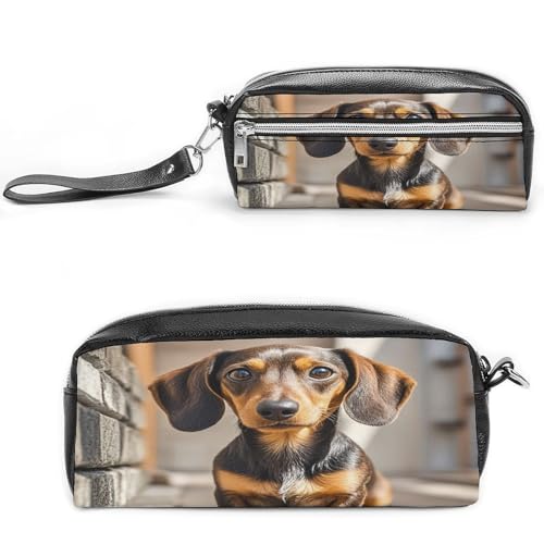 MNVTSKOP Make-up-Tasche mit Dackel-Motiv, klein, Kosmetiktasche, Reiseetui, tragbarer Schreibwaren-Organizer für Frauen, Lehrer von MNVTSKOP