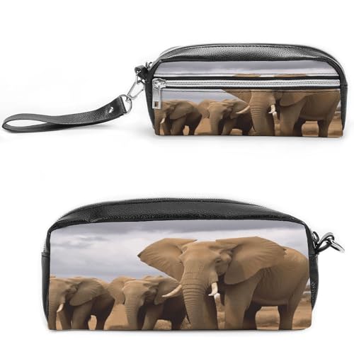 MNVTSKOP Make-up-Tasche mit Elefantenfamilie, klein, Kosmetiktasche, tragbar, Schreibwaren-Organizer für Frauen, Lehrer von MNVTSKOP