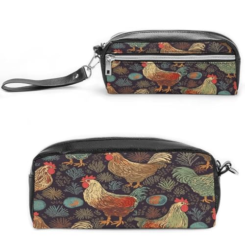 MNVTSKOP Make-up-Tasche mit Hühner-Aufdruck, klein, Kosmetiktasche, Reiseetui, tragbarer Schreibwaren-Organizer für Frauen, Lehrer von MNVTSKOP